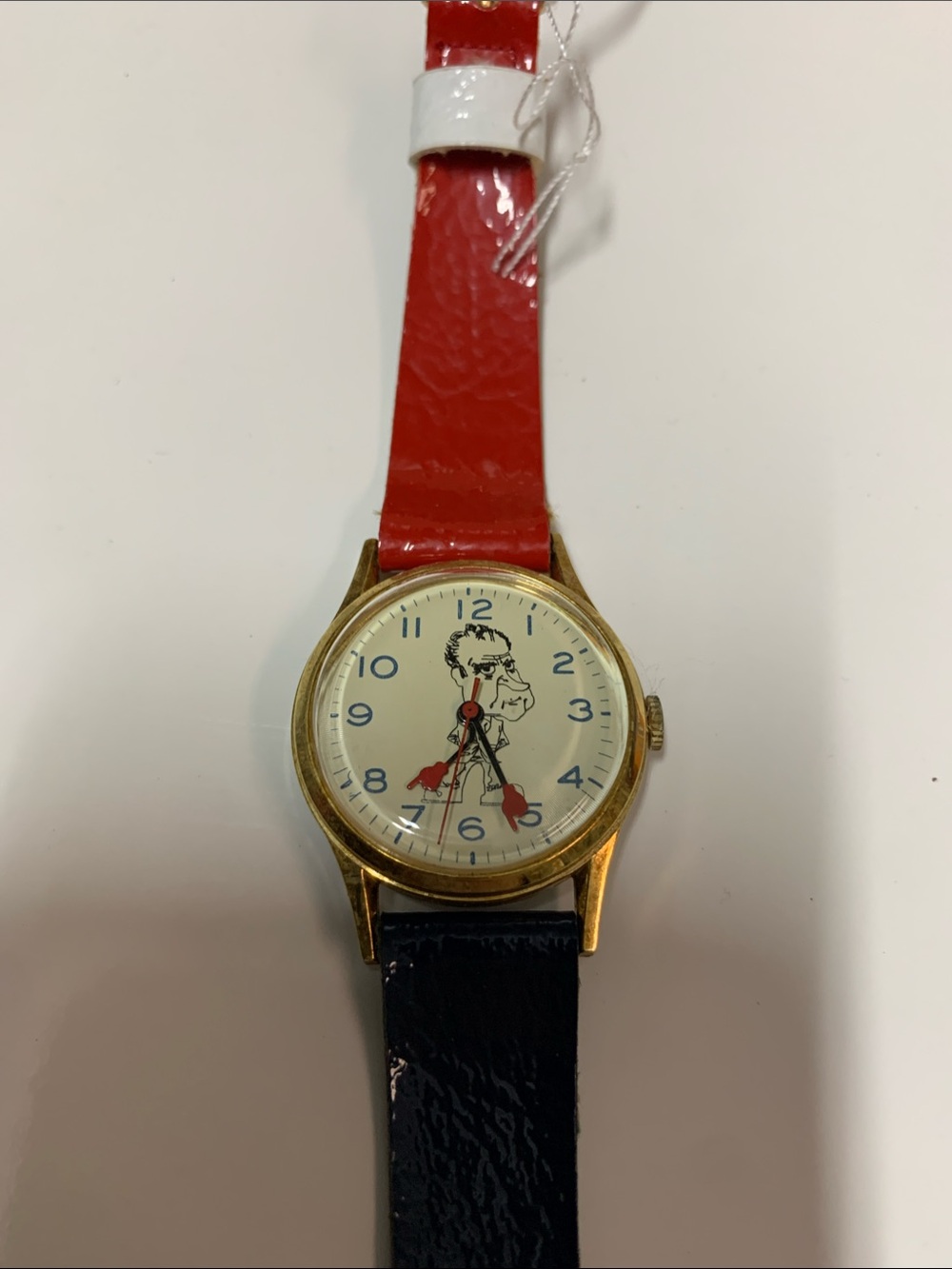 Nixon Vintage Cartoon Character Wristwatch with Red and Black Patent Straps